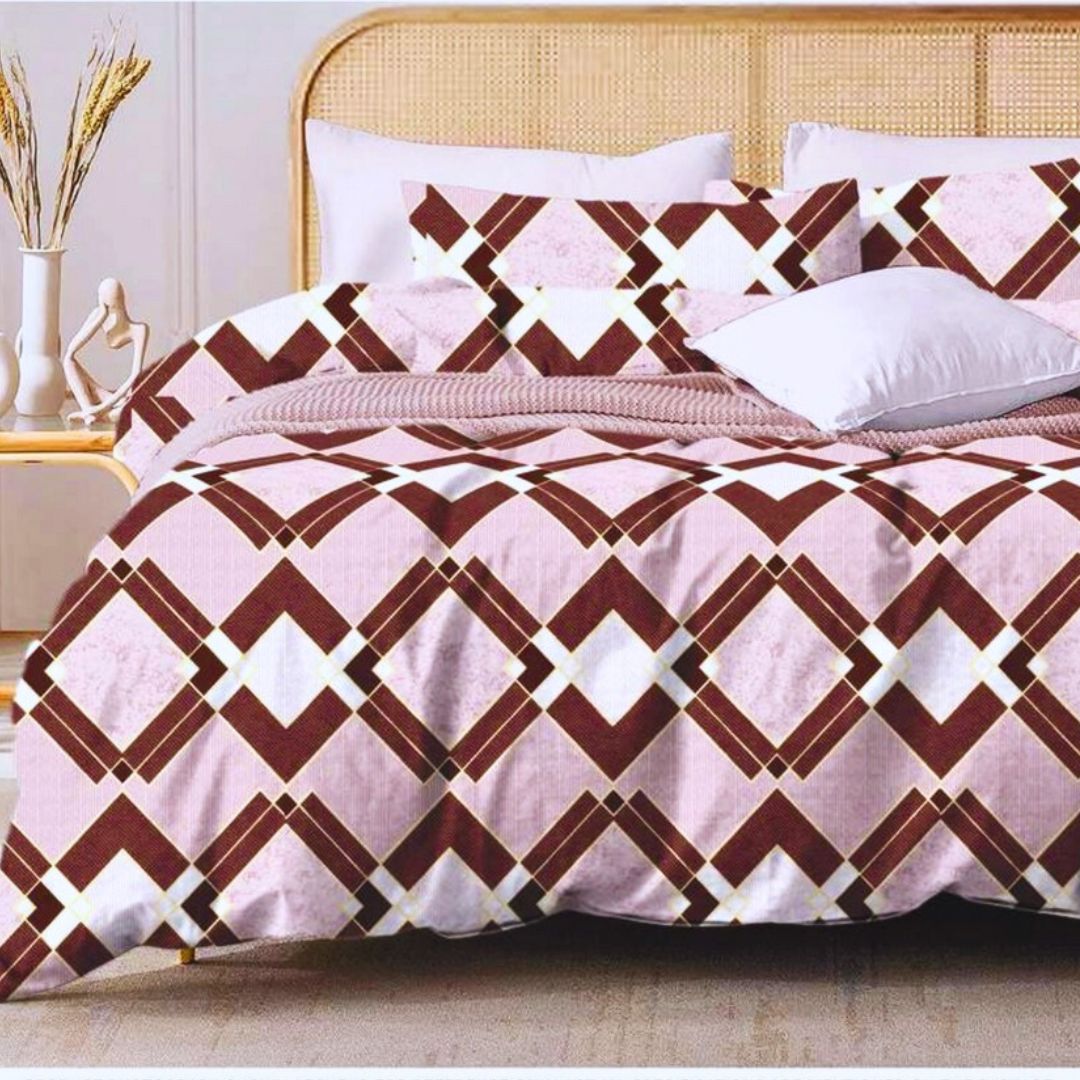 Leona Bedsheet Set: Classic Comfort Collection - 1 Bed Sheet + 2 Pillow Covers, Beland Cotton Fabric.