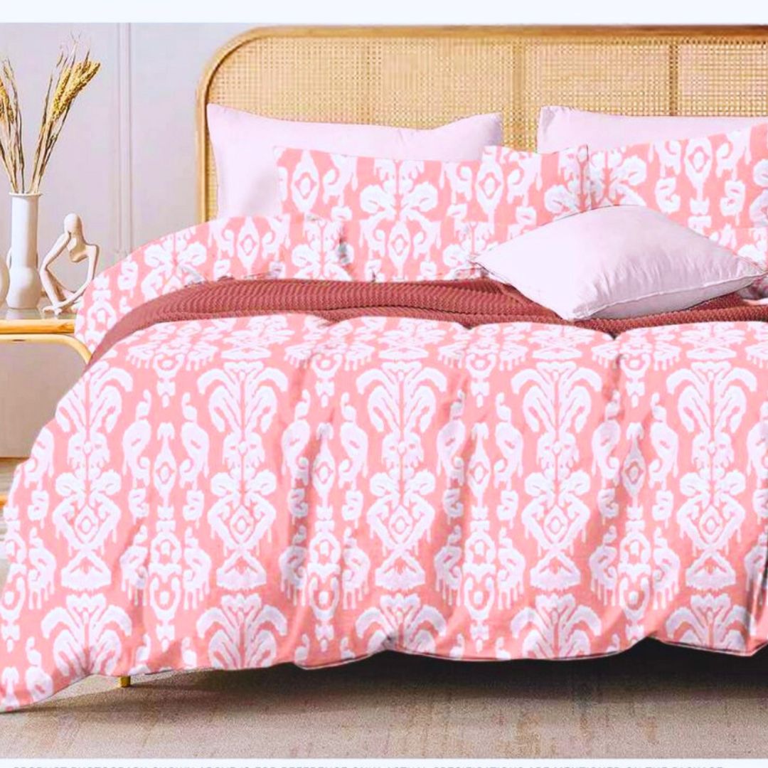 Leona Bedsheet Set: Classic Comfort Collection - 1 Bed Sheet + 2 Pillow Covers, Beland Cotton Fabric.