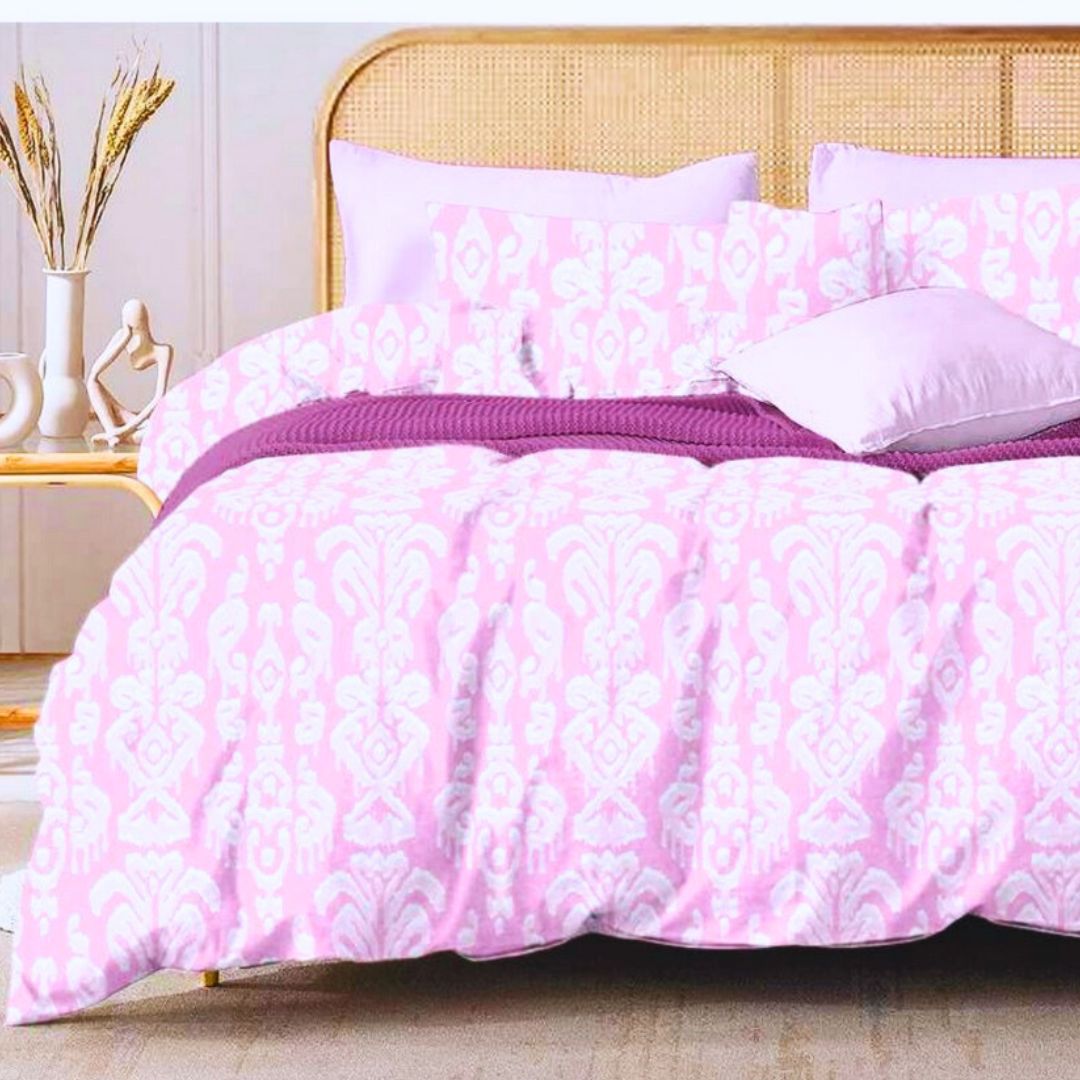 Leona Bedsheet Set: Classic Comfort Collection - 1 Bed Sheet + 2 Pillow Covers, Beland Cotton Fabric.