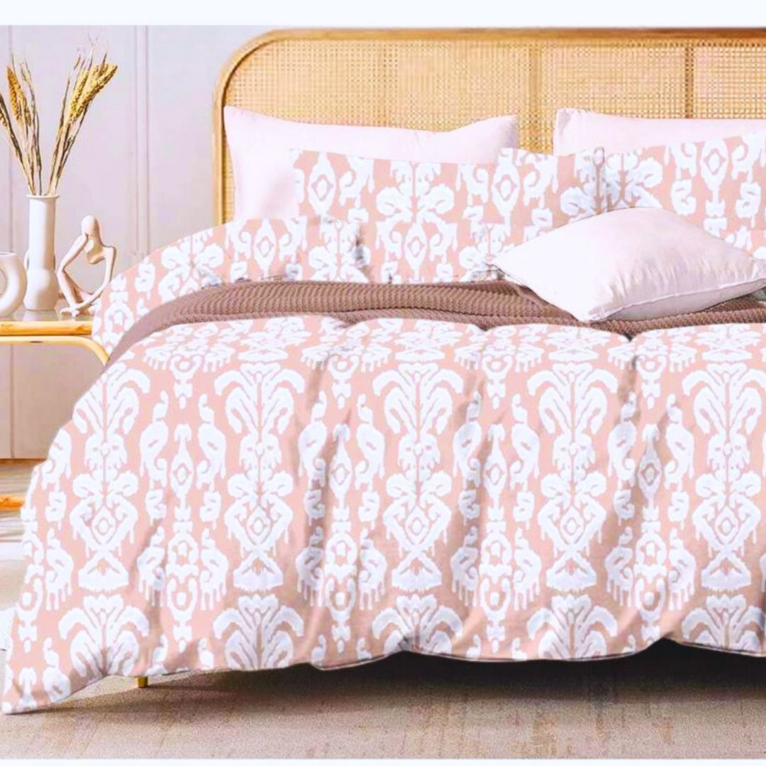 Leona Bedsheet Set: Classic Comfort Collection - 1 Bed Sheet + 2 Pillow Covers, Beland Cotton Fabric.