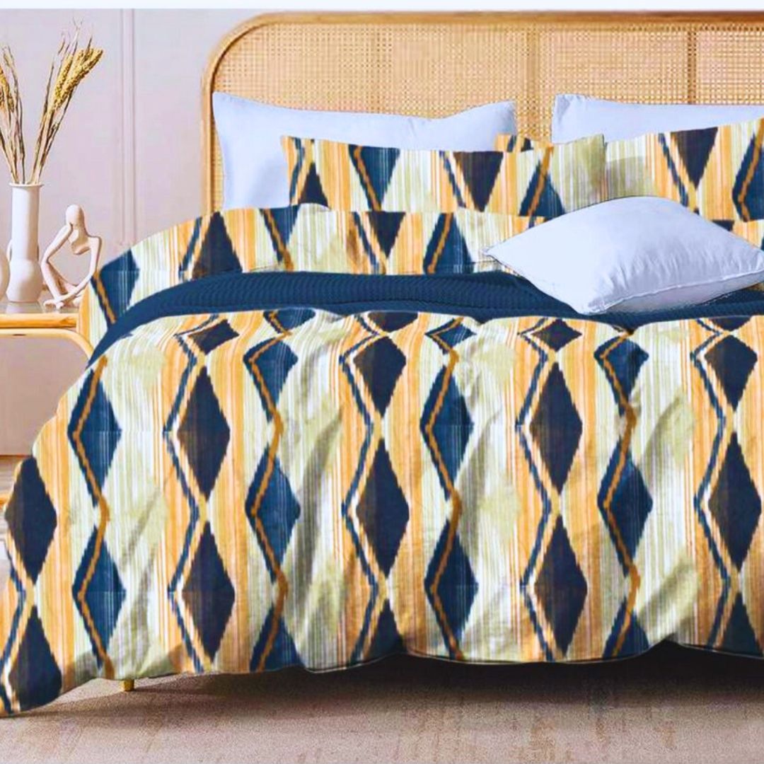 Leona Bedsheet Set: Classic Comfort Collection - 1 Bed Sheet + 2 Pillow Covers, Beland Cotton Fabric.
