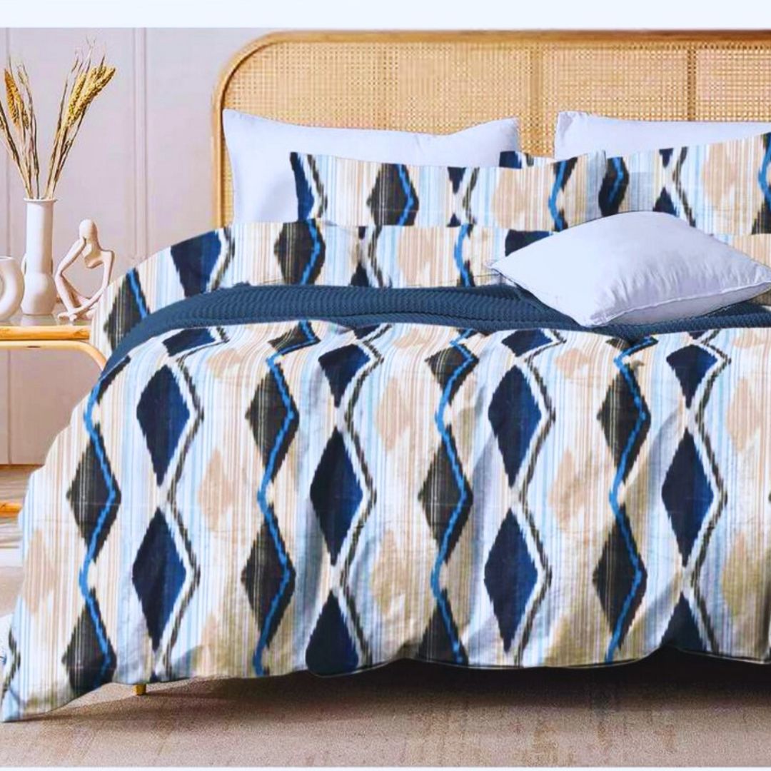 Leona Bedsheet Set: Classic Comfort Collection - 1 Bed Sheet + 2 Pillow Covers, Beland Cotton Fabric.