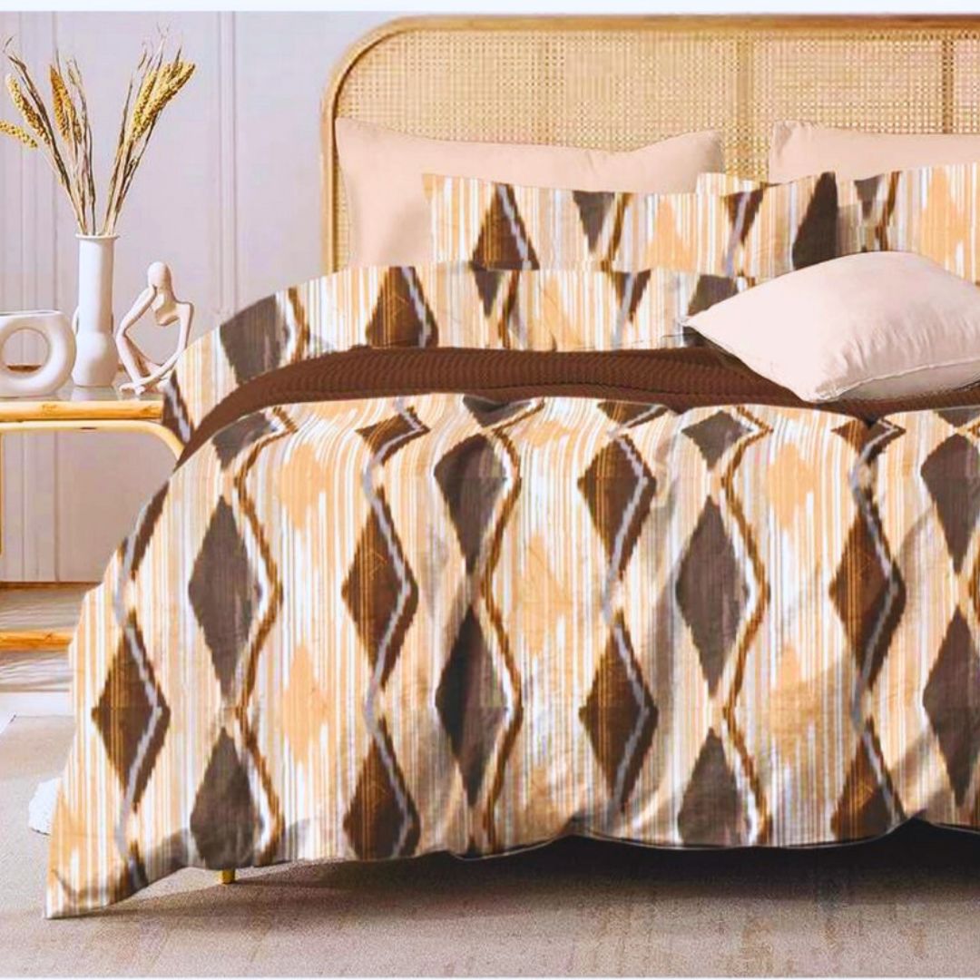 Leona Bedsheet Set: Classic Comfort Collection - 1 Bed Sheet + 2 Pillow Covers, Beland Cotton Fabric.