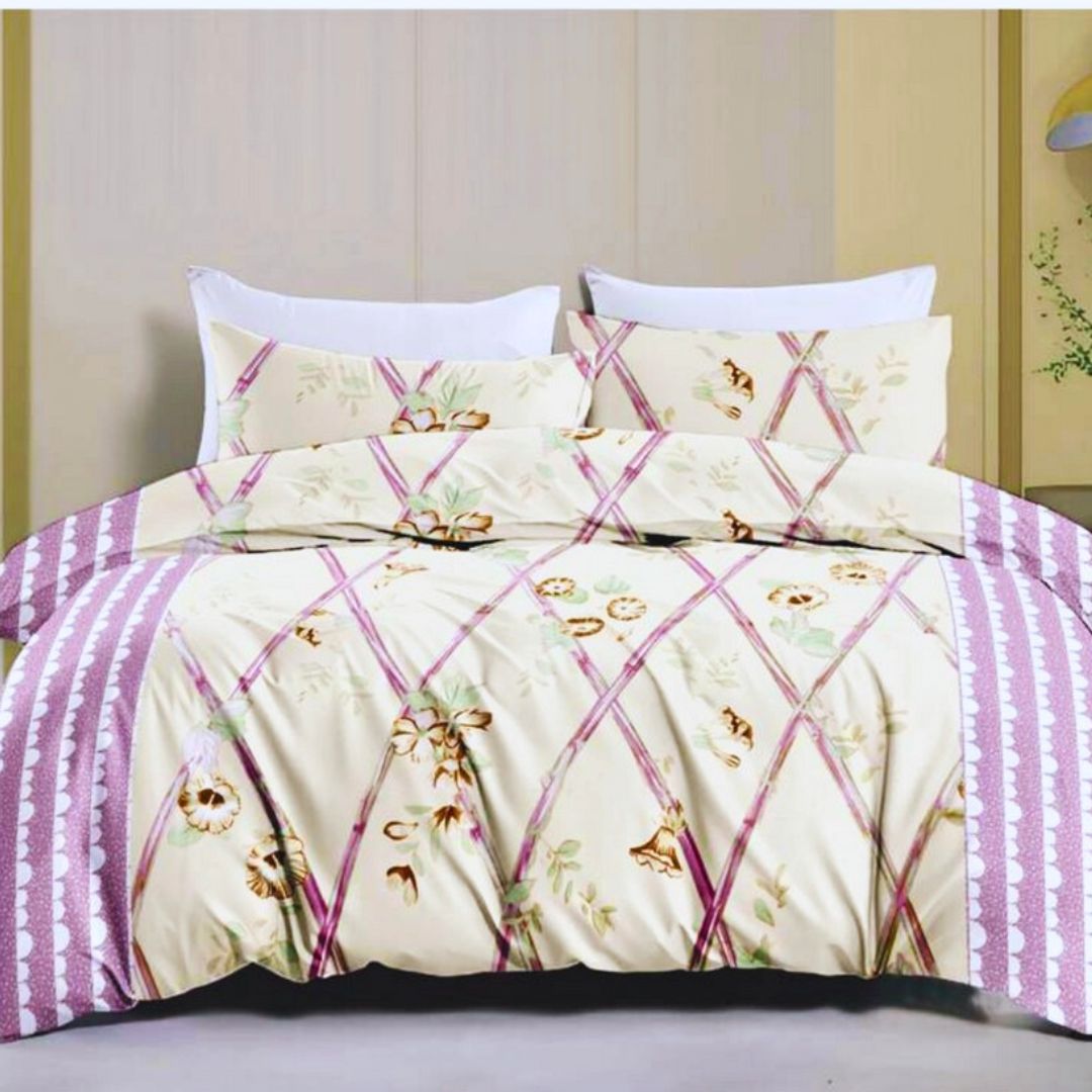 Leona Bedsheet Set: Classic Comfort Collection - 1 Bed Sheet + 2 Pillow Covers, Beland Cotton Fabric.