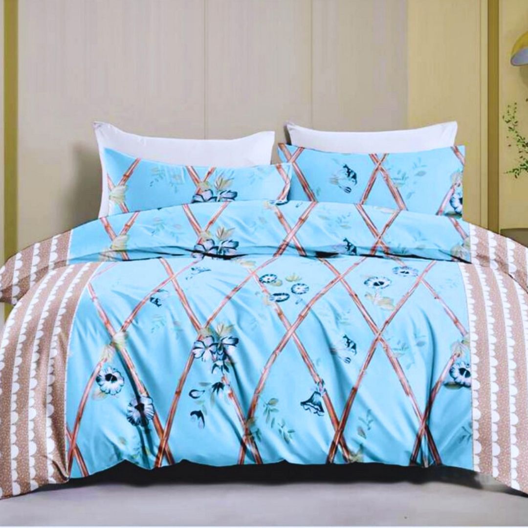 Leona Bedsheet Set: Classic Comfort Collection - 1 Bed Sheet + 2 Pillow Covers, Beland Cotton Fabric.