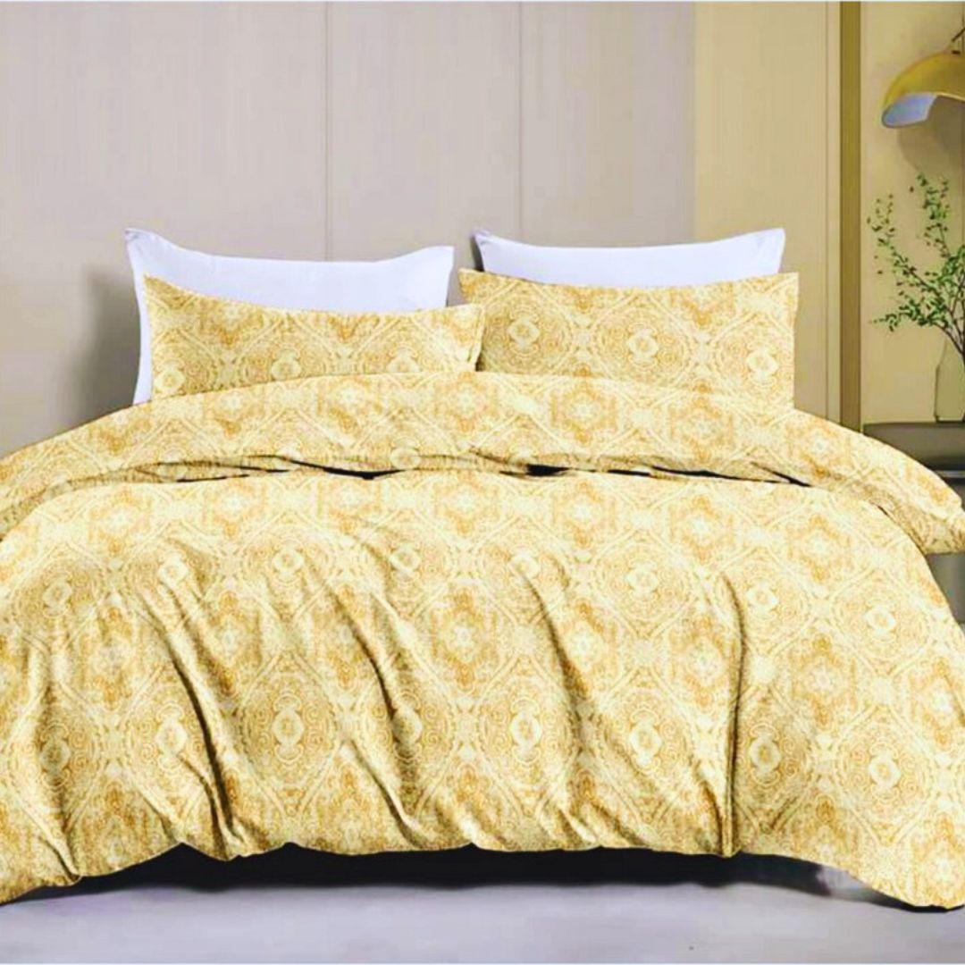 Leona Bedsheet Set: Classic Comfort Collection - 1 Bed Sheet + 2 Pillow Covers, Beland Cotton Fabric.