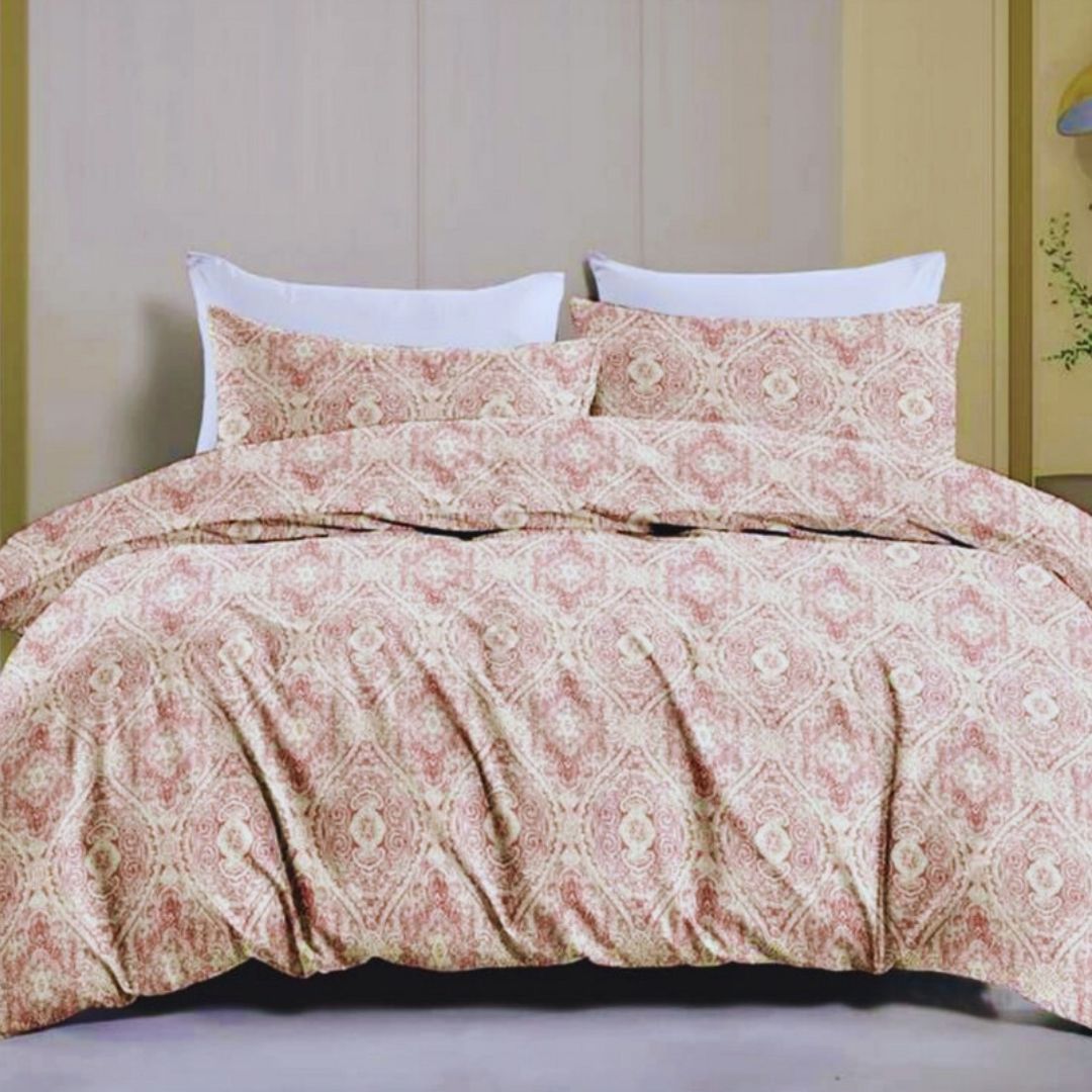 Leona Bedsheet Set: Classic Comfort Collection - 1 Bed Sheet + 2 Pillow Covers, Beland Cotton Fabric.