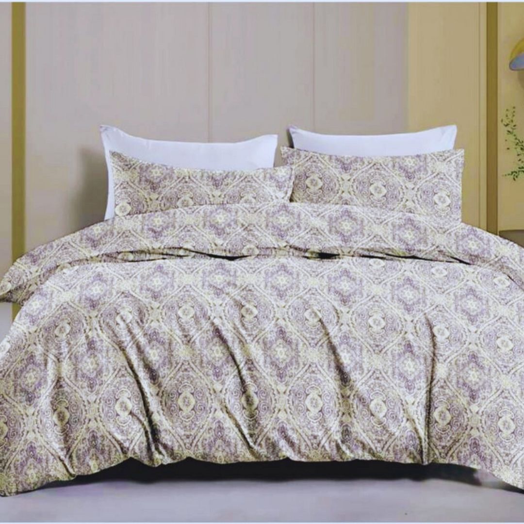 Leona Bedsheet Set: Classic Comfort Collection - 1 Bed Sheet + 2 Pillow Covers, Beland Cotton Fabric.