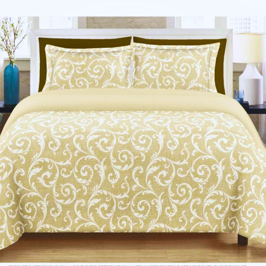 Leona Bedsheet Set: Classic Comfort Collection - 1 Bed Sheet + 2 Pillow Covers, Beland Cotton Fabric.