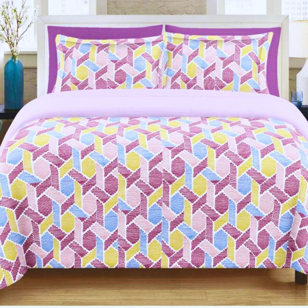 Leona Bedsheet Set: Classic Comfort Collection - 1 Bed Sheet + 2 Pillow Covers, Beland Cotton Fabric.