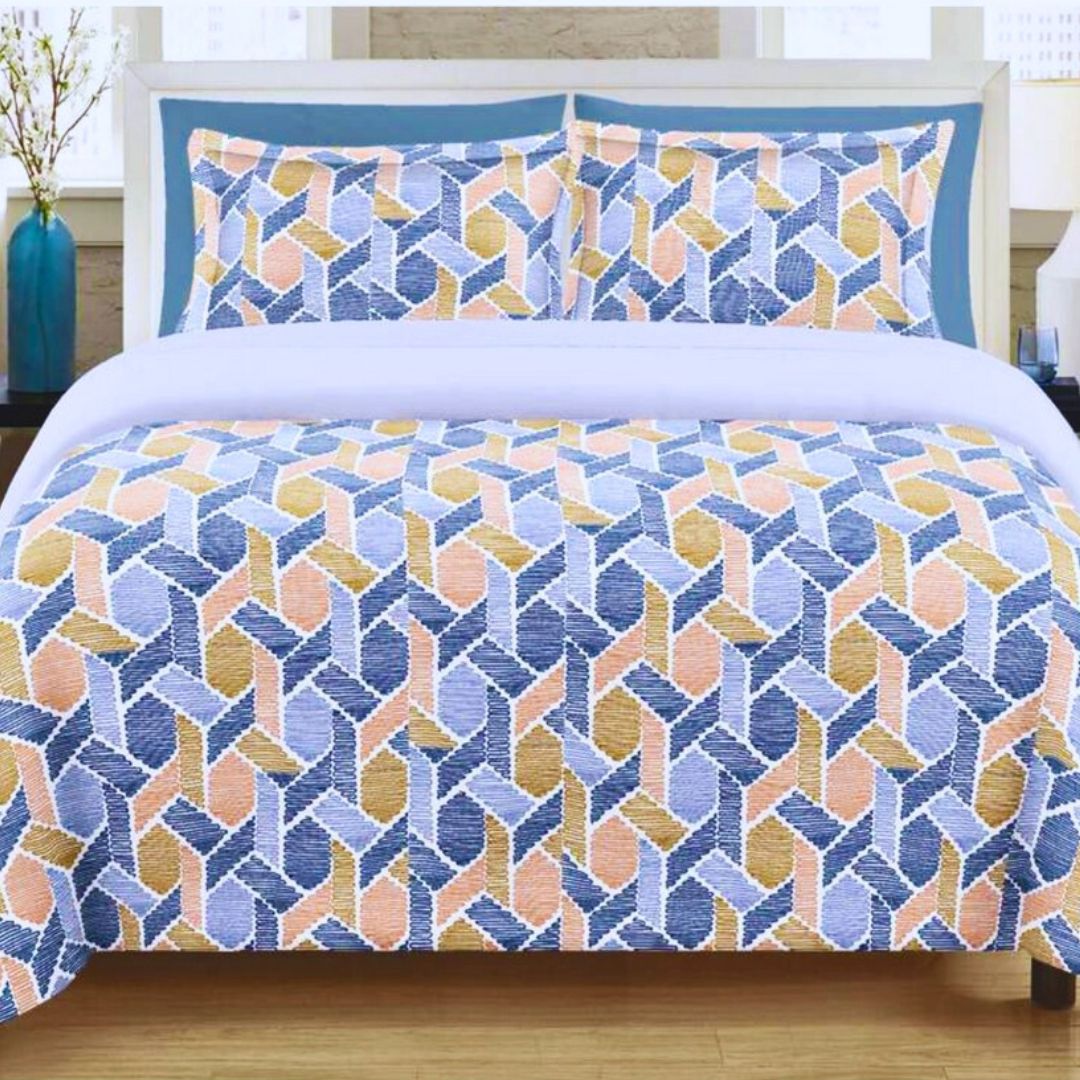 Leona Bedsheet Set: Classic Comfort Collection - 1 Bed Sheet + 2 Pillow Covers, Beland Cotton Fabric.