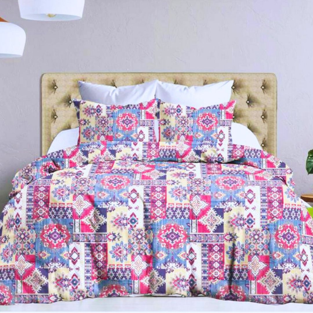 Leona Bedsheet Set: Classic Comfort Collection - 1 Bed Sheet + 2 Pillow Covers, Beland Cotton Fabric.