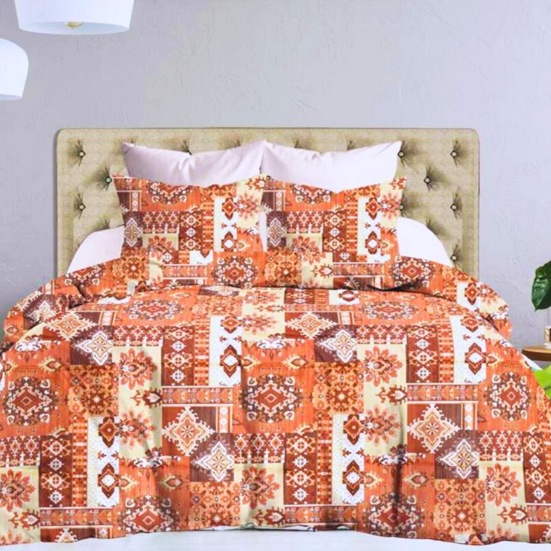 Leona Bedsheet Set: Classic Comfort Collection - 1 Bed Sheet + 2 Pillow Covers, Beland Cotton Fabric.