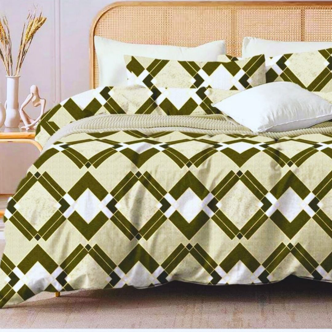 Leona Bedsheet Set: Classic Comfort Collection - 1 Bed Sheet + 2 Pillow Covers, Beland Cotton Fabric.