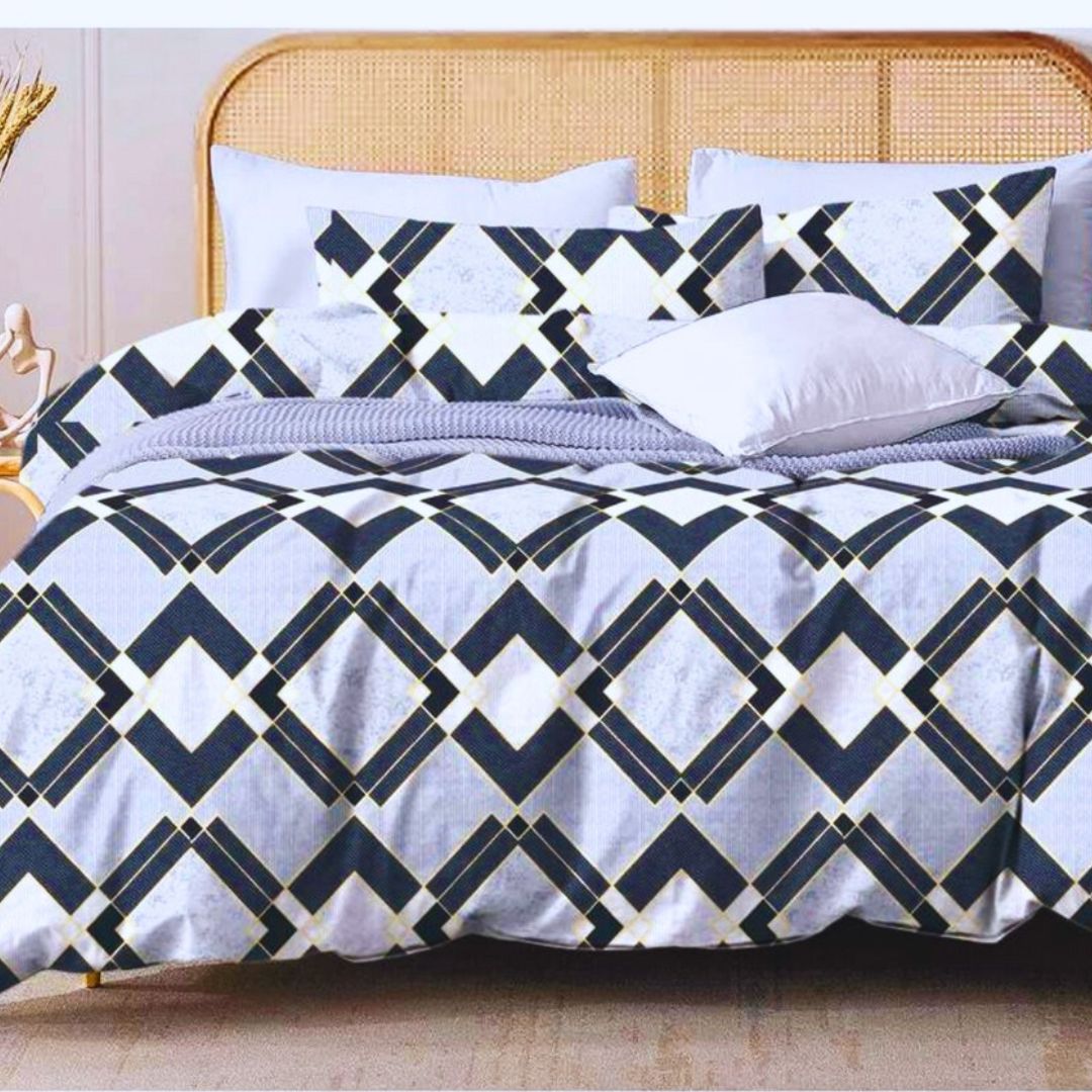 Leona Bedsheet Set: Classic Comfort Collection - 1 Bed Sheet + 2 Pillow Covers, Beland Cotton Fabric.
