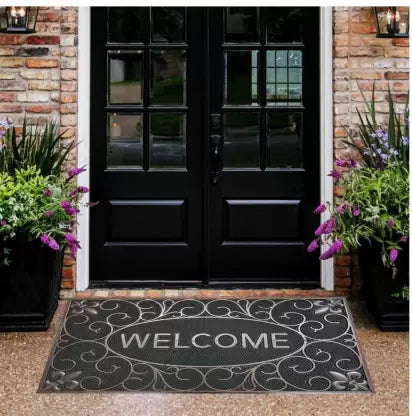 OMEGA DOORMAT; Microfiber Striped Anti Skid Bathmats (Rubber, 45x75 Cm), Large Rectangle